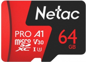   MicroSD card Netac P500 Extreme Pro 64GB, retail version w/SD adapter