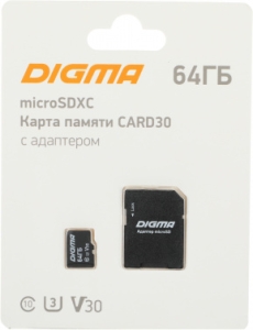   microSDXC 64Gb Class10 Digma CARD30 + adapter